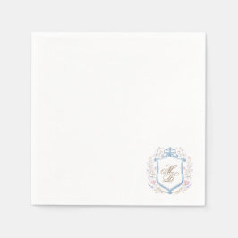 Elegant Floral Crest Wedding Paper Napkins Pappersservett