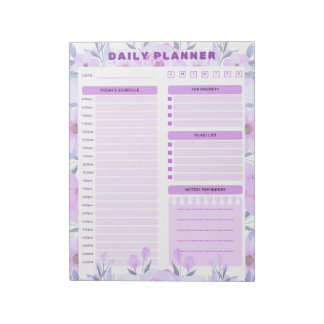 Elegant Floral Daily Planner Notepad Anteckningsblock