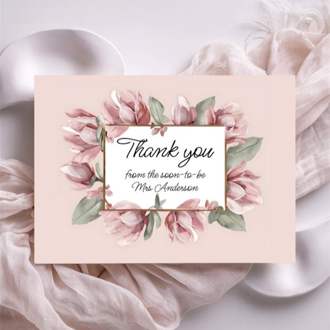 Elegant  Floral Dusty Rose Blush Tack Kort (Skapare uppladdad)