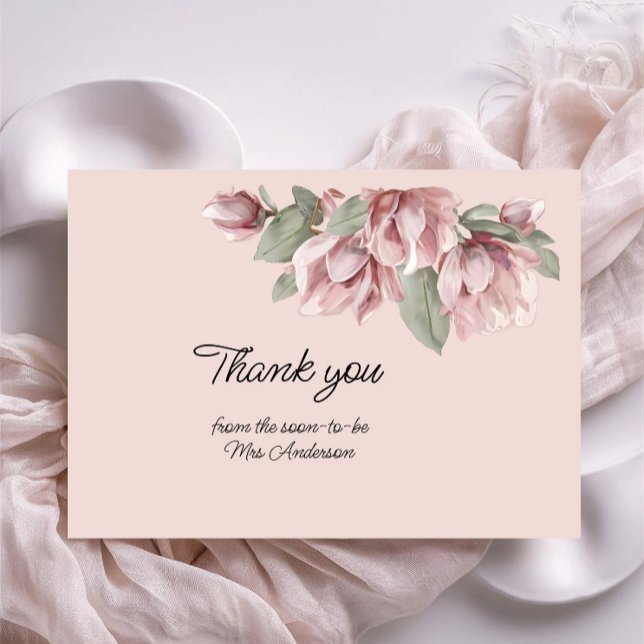 Elegant  Floral Dusty Rose Blush Tack Kort (Skapare uppladdad)