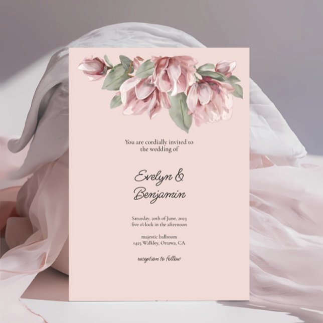 Elegant Floral Dusty Rose Blush Wedding Inbjudningar (Skapare uppladdad)