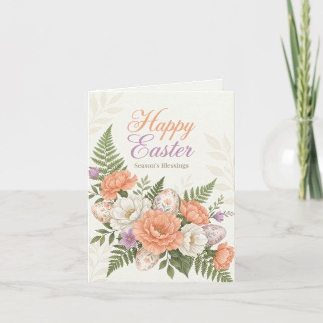 Elegant Floral Easter Blessings Brunch Invitation  Inbjudan (Framsida)