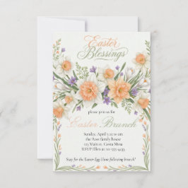 Elegant Floral Easter Blessings Brunch Invitation Inbjudningar
