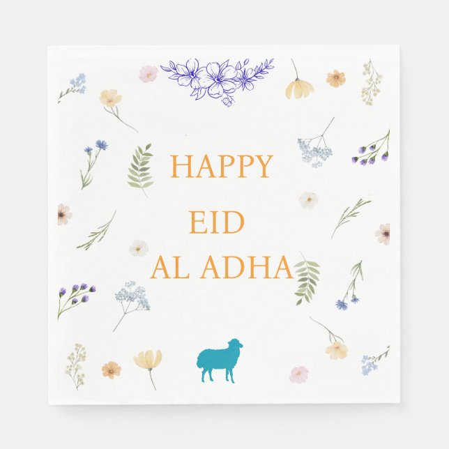 Elegant Floral Eid al-Adha Table Paper Design Pappersservett (Framsidan)