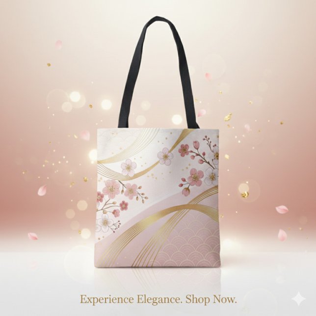Elegant Floral Energy Flow Full-Print Tote Bag Tygkasse (Elegant Floral Energy Flow Full-Print Tote Bag)