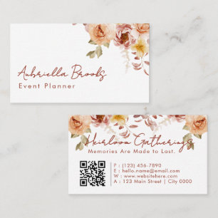 Elegant Floral Event Planner Mjuk Vattenfärg Varm Visitkort