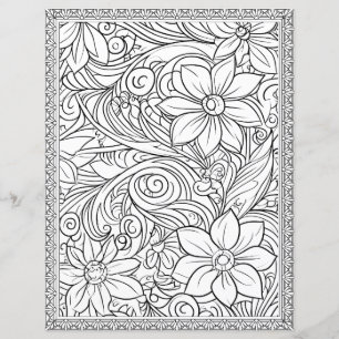 Elegant floral färgsida Scrapbookpapper