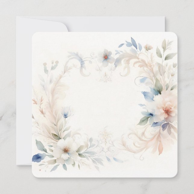 Elegant Floral Frame Soft Pastel Background Inbjudningar (Framsida)