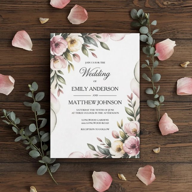 Elegant Floral Frame Wedding Invitation Inbjudningar (Skapare uppladdad)