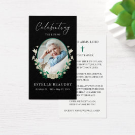 Elegant Floral Funeral Photo Sympathy Prayer Cards Visitkort