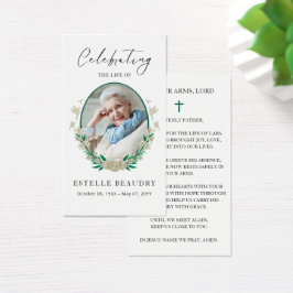 Elegant Floral Funeral Photo Sympathy Prayer Cards Visitkort