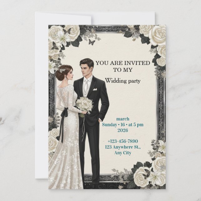Elegant Floral Garden Custom Wedding Invitation Inbjudningar (Framsida)
