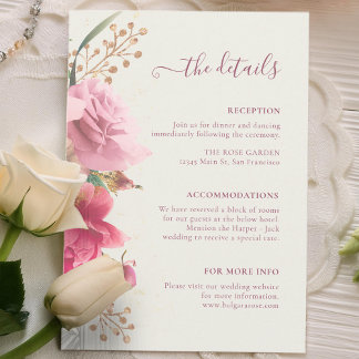 Elegant Floral Garden Gold Wedding Enclosure Card Tilläggskort