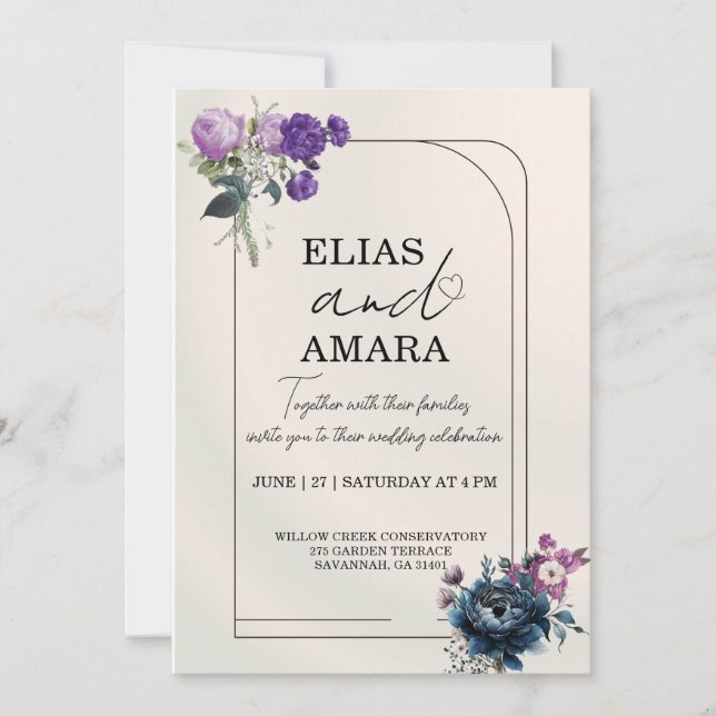 Elegant Floral Geometric Wedding Invitation Inbjudningar (Framsida)