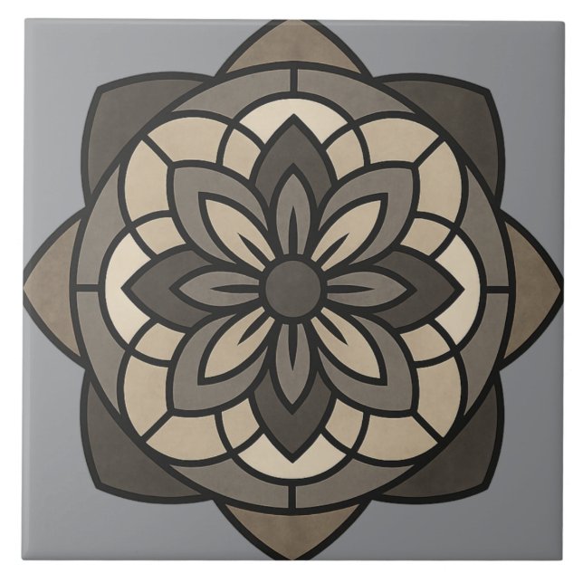 Elegant Floral Geometry Kakelplatta (Framsidan)