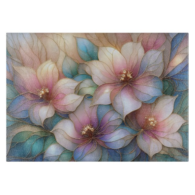 Elegant Floral Glass Cutting Board (Framsidan)