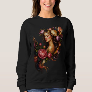 Elegant Floral Goddess Artwork T Shirt