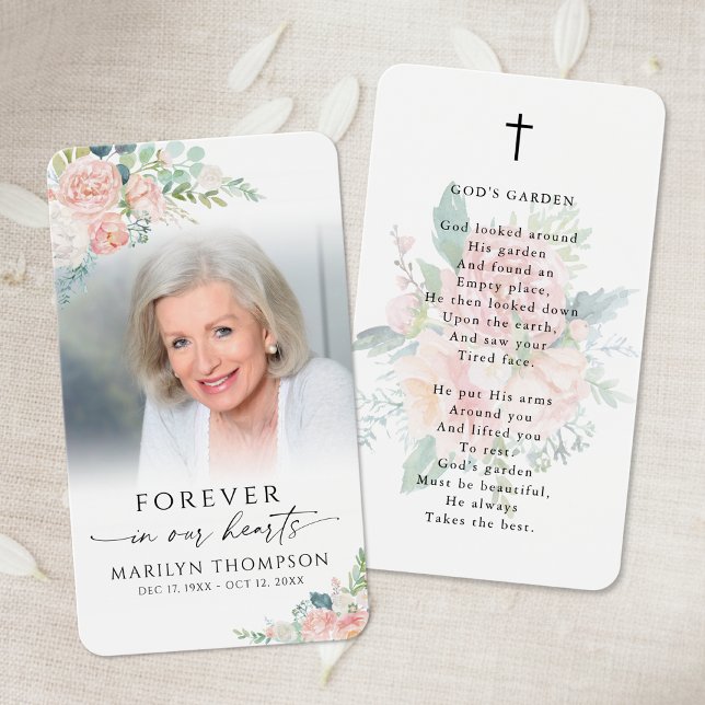 Elegant Floral God's Garden Photo Prayer Card Visitkort (Skapare uppladdad)