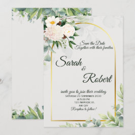 Elegant Floral Gold Arch Wedding Save The Date Inbjudningar