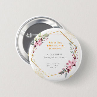 Elegant Floral Gold Geometric Baby Shower Invitati Knapp