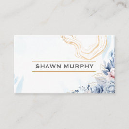 Elegant Floral Gold Line QR Code Business Card Visitkort