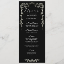 Elegant floral Gothic Wedding Menu Meny