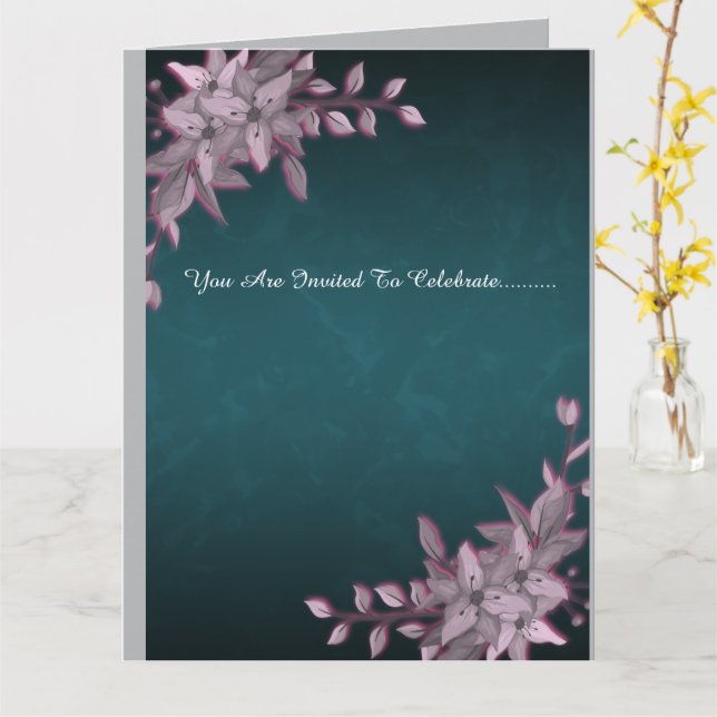 Elegant Floral Graduation Folded Invitation   Kort (Gul blomma)