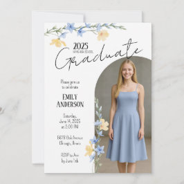 Elegant Floral Graduation Inbjudningar
