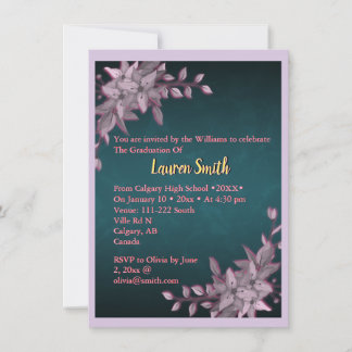 Elegant Floral Graduation Invitation Inbjudningar