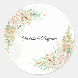Elegant Floral Greenery Wedding Favor Sticker Runt Klistermärke