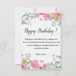 Elegant Floral Happy Birthday Greeting Card Tack Kort