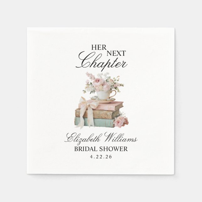 Elegant Floral Her Next Chapter Bridal Shower  Pappersservett (Framsidan)