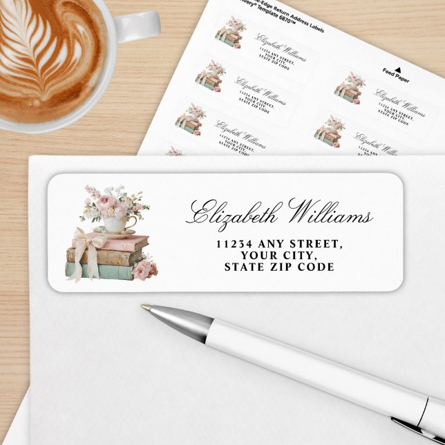 Elegant Floral Her Next Chapter Bridal Shower  Returadress Etikett (Skapare uppladdad)