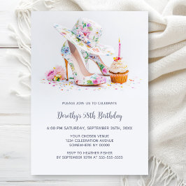 Elegant Floral High Heel Shoes Birthday Party Inbjudningar