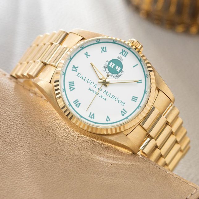 Elegant Floral Initials Wristwatch for Weddings  Armbandsur (Skapare uppladdad)