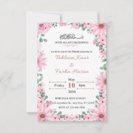 Elegant floral islamisk Nikkah bröllopsinbjudan Kort