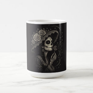 Elegant Floral La Catrina-illustration Kaffemugg