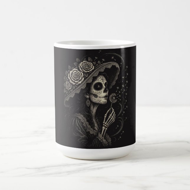 Elegant Floral La Catrina-illustration Kaffemugg (Center)