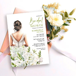 Elegant Floral Lavish White Bouquet Bridal Shower Inbjudningar