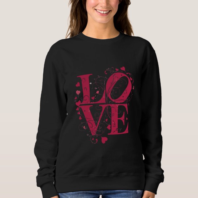 Elegant Floral LOVE Typography – Romantic Heart De T Shirt (Framsida)