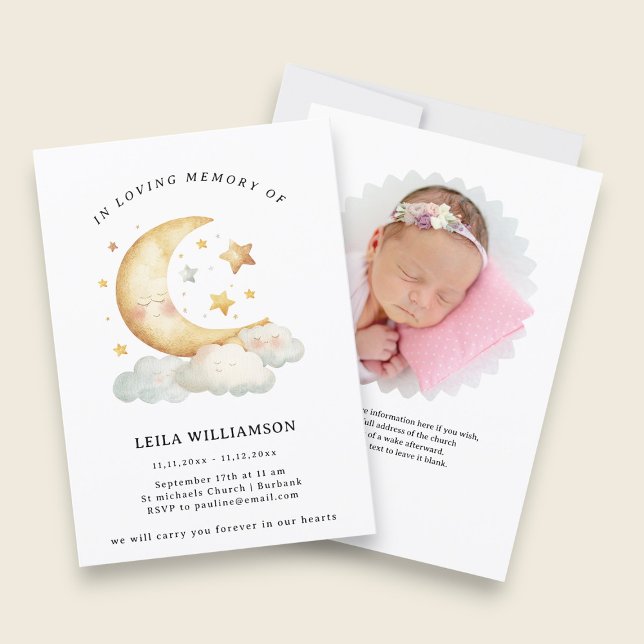 Elegant Floral Memorial Announcement Inbjudningar (Skapare uppladdad)