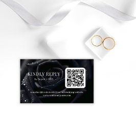 Elegant Floral Midnight Rose QR Code Wedding RSVP Tilläggskort