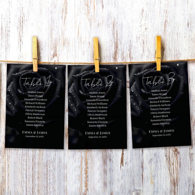 Elegant Floral Midnight Rose Wedding Seating Chart Bordsnummer (Skapare uppladdad)