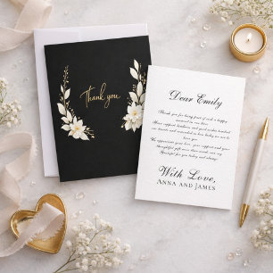 Elegant floral Minimal med guldbelysningar Tack Kort