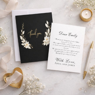 Elegant floral Minimal med guldbelysningar Tack Kort