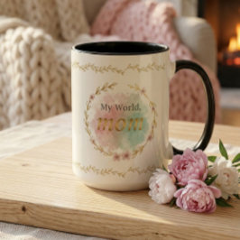Elegant Floral Mom Quote Watercolor Design Två-Tonad Mugg