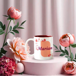 Elegant Floral Monogram Letter A & Mariam Name Cus Två-Tonad Mugg