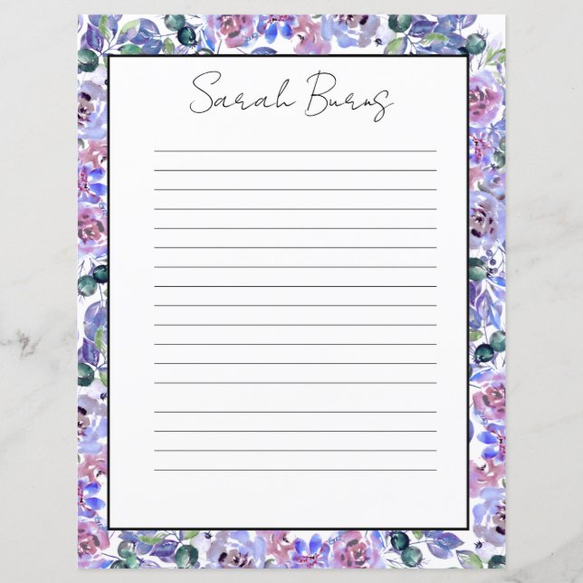 Elegant Floral Monogram Stationery Paper (Framsida)