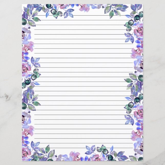Elegant Floral Monogram Stationery Paper (Framsida)