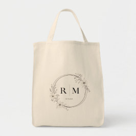 Elegant Floral Monogram Tote Bag Personalized  Tygkasse